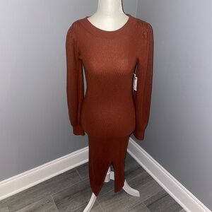 NWT ABERCOMBIE & FITCH puff sleeve midi sweater dress size XXS